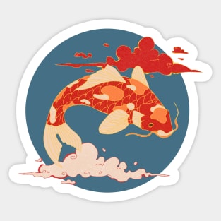 Koi Carp on Big Blue Moon Sticker